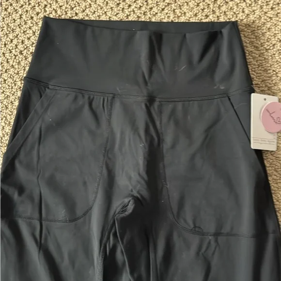 Stylish Wide Leg Black Women's Leggings - Picture 3 of 4